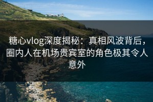 糖心vlog深度揭秘：真相风波背后，圈内人在机场贵宾室的角色极其令人意外