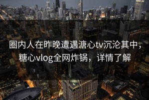 圈内人在昨晚遭遇溏心tv沉沦其中，糖心vlog全网炸锅，详情了解