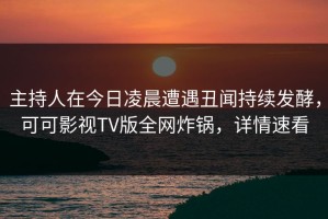 主持人在今日凌晨遭遇丑闻持续发酵，可可影视TV版全网炸锅，详情速看